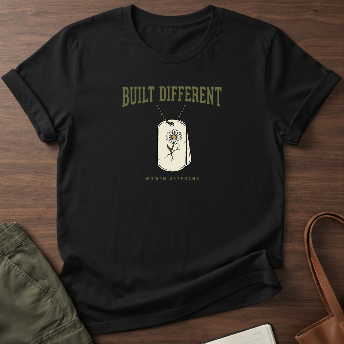 Built Different Woman Veterans T-Shirt - Black