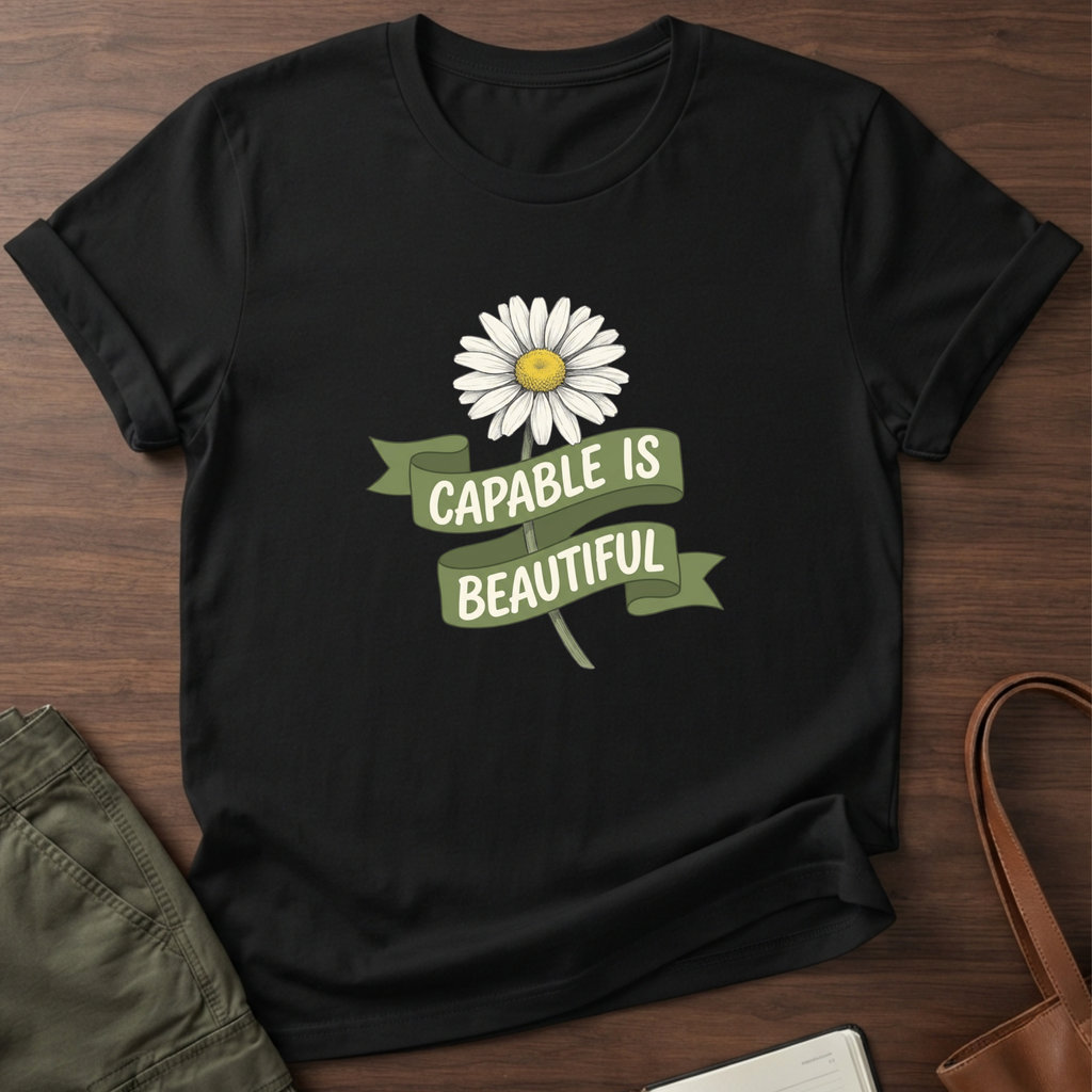 Capable is Beautiful Daisy T-Shirt - Black