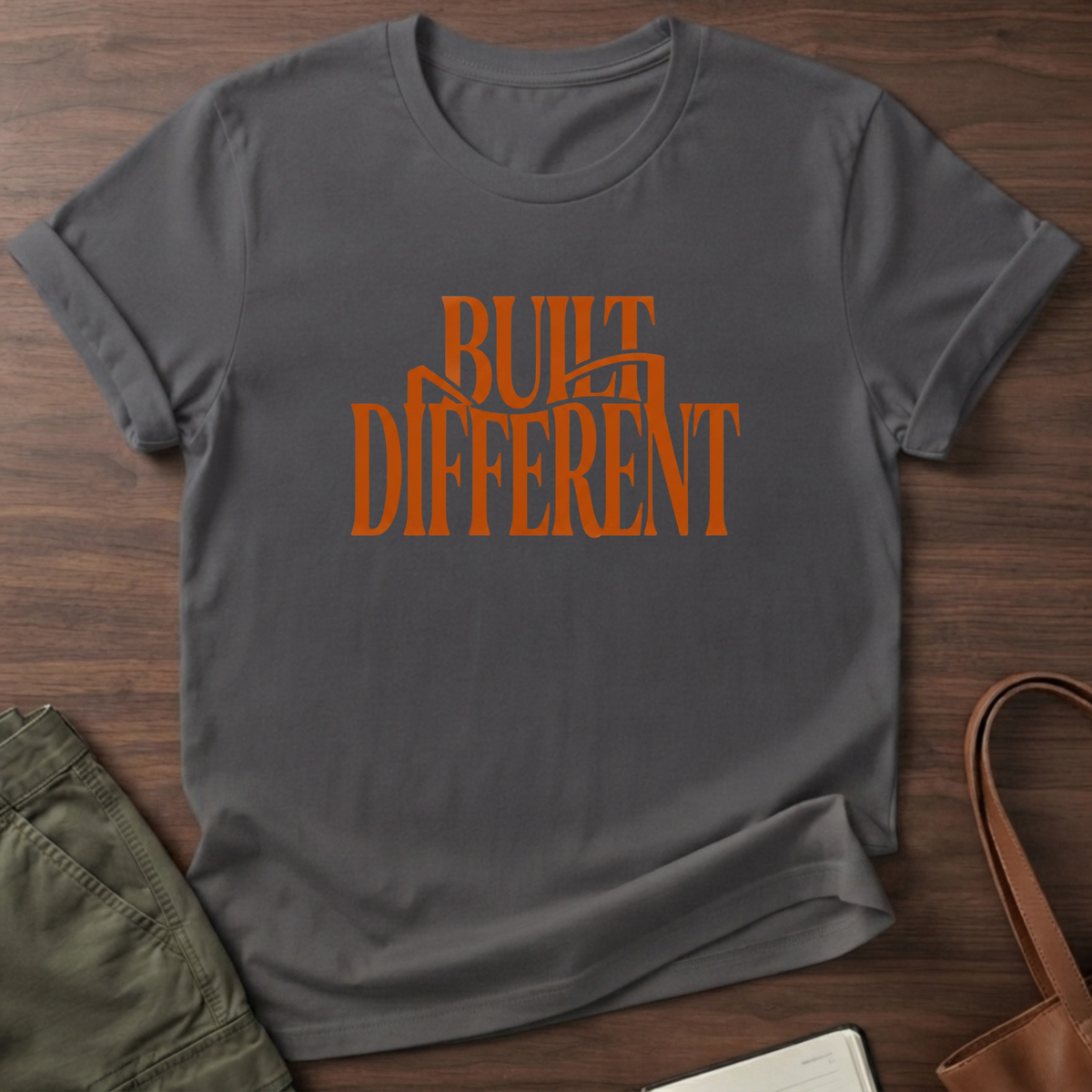 Built Different Straight T-Shirt - Charcoal