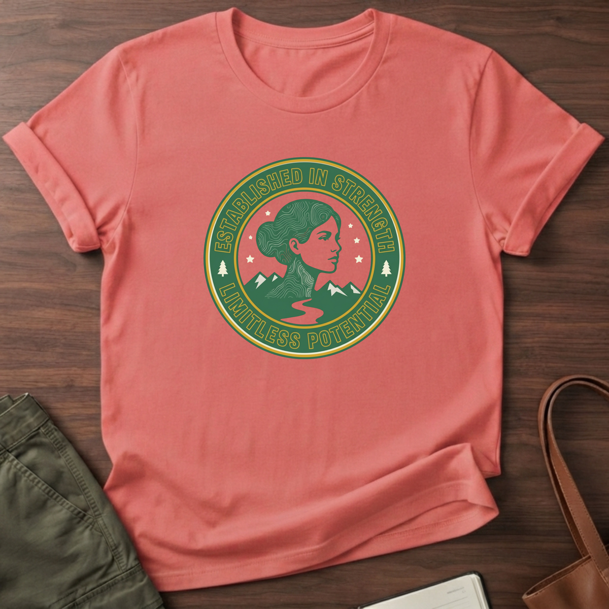 Established In Strength T-Shirt - Coral Silk