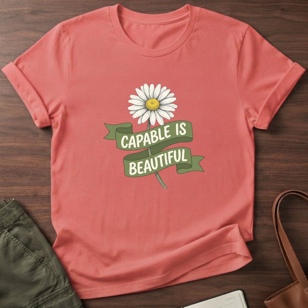 Capable is Beautiful Daisy T-Shirt - Coral Silk