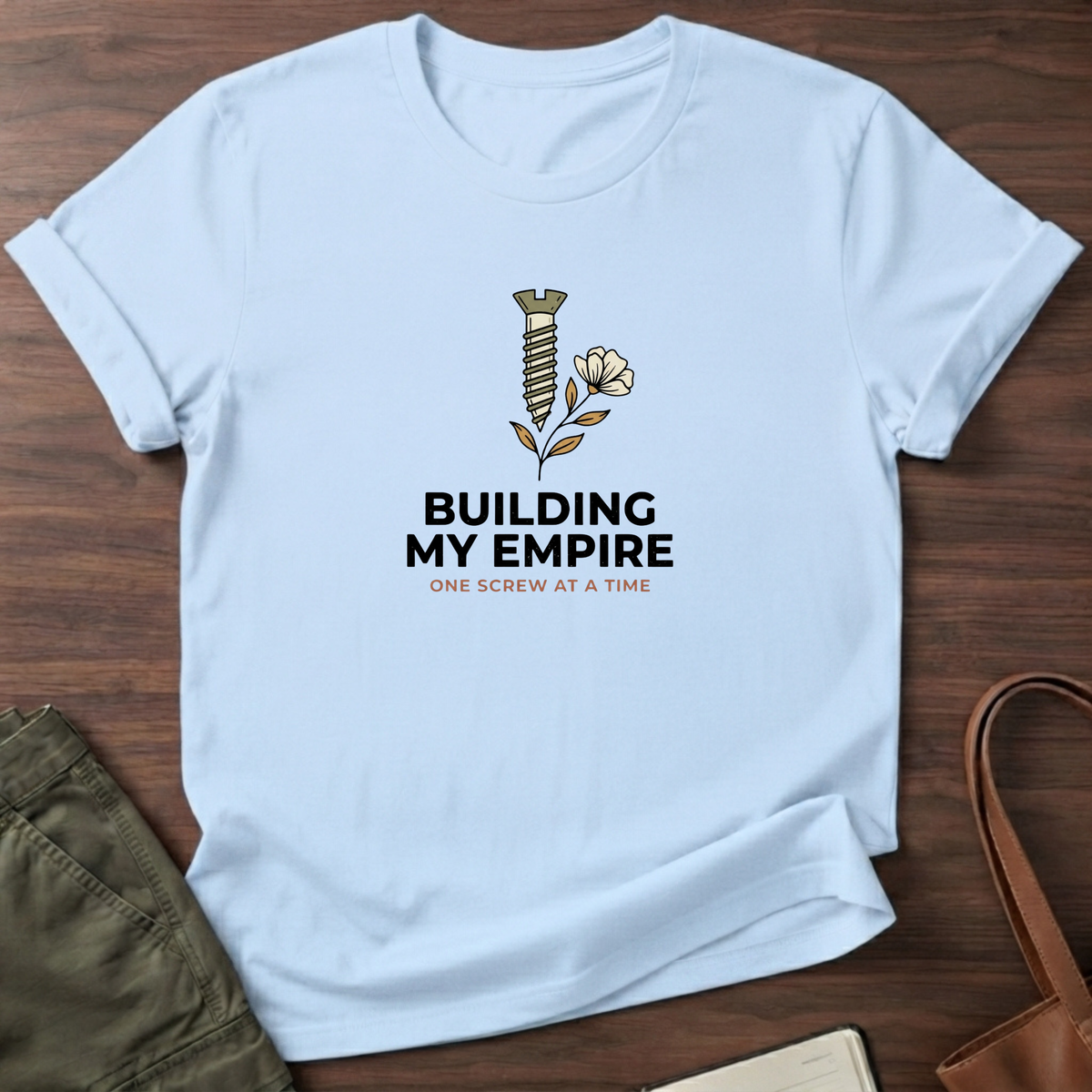 Building My Empire Screw T-Shirt - Light Blue