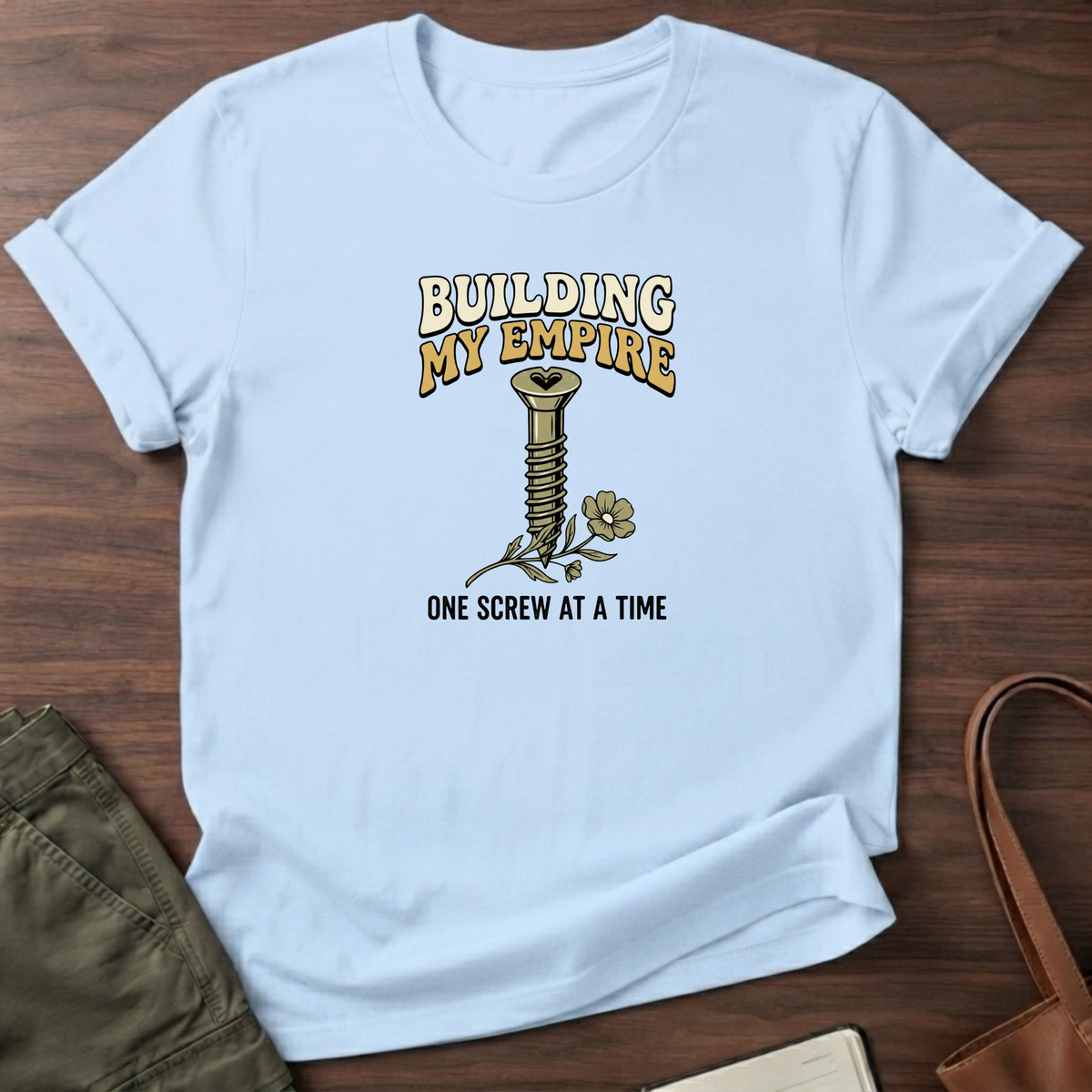 Building My Empire Flower T-Shirt - Light Blue