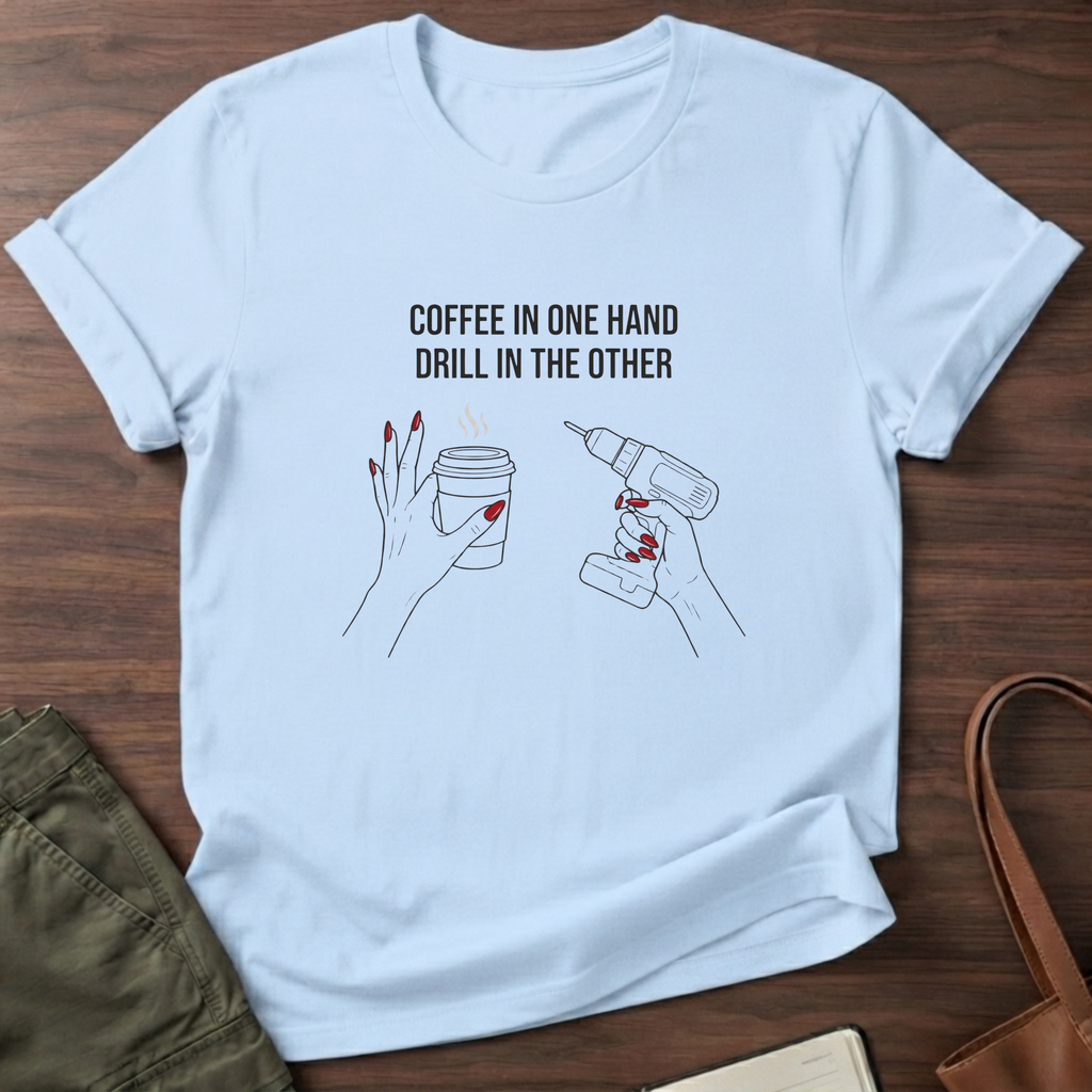 Coffee In One Hand T-Shirt - Light Blue