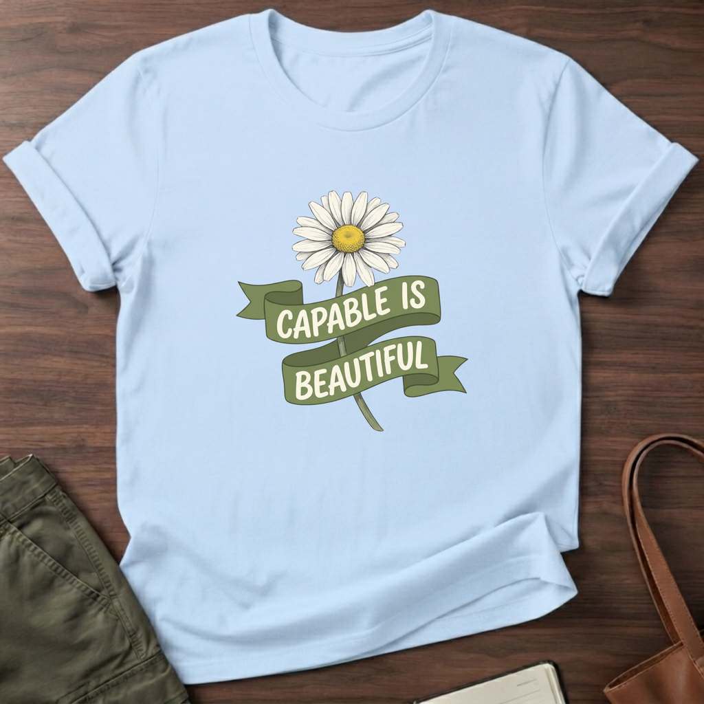 Capable is Beautiful Daisy T-Shirt - Light Blue