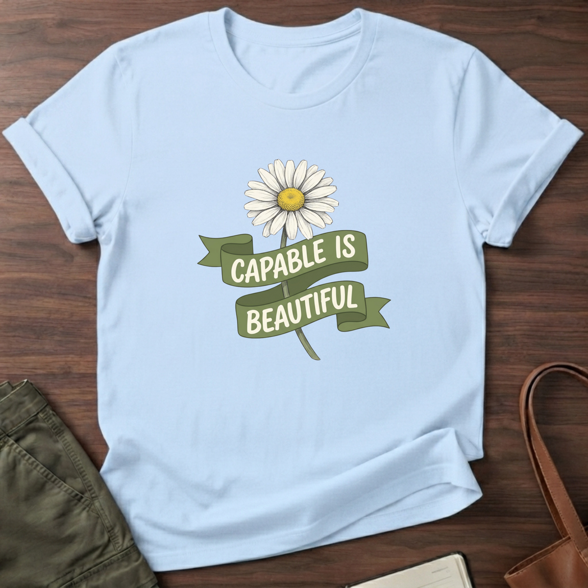 Capable is Beautiful Daisy T-Shirt - Light Blue