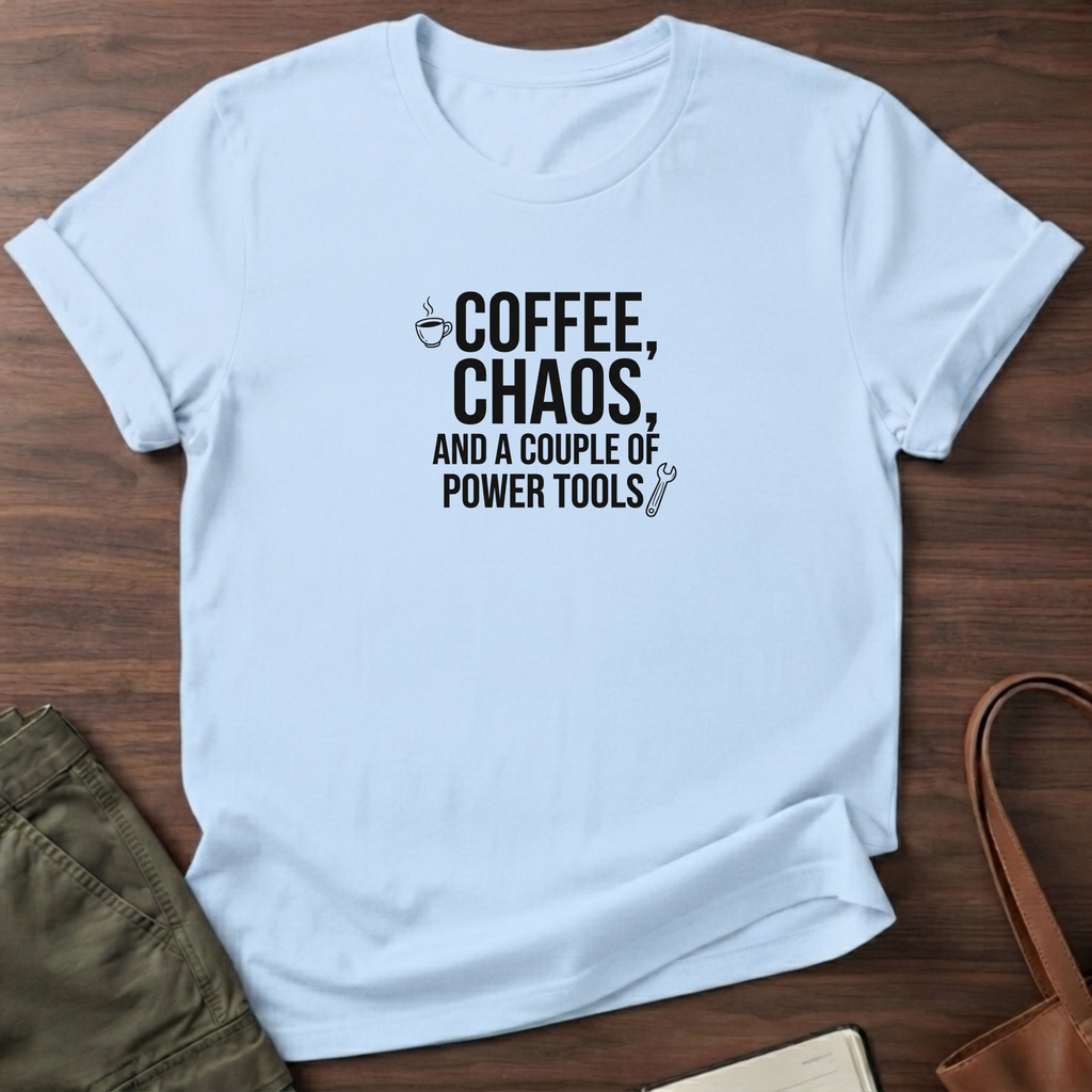 Coffee Chaos T-Shirt - Light Blue