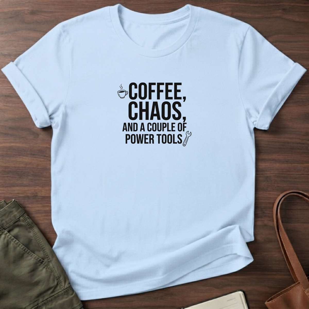 Coffee Chaos T-Shirt - Light Blue