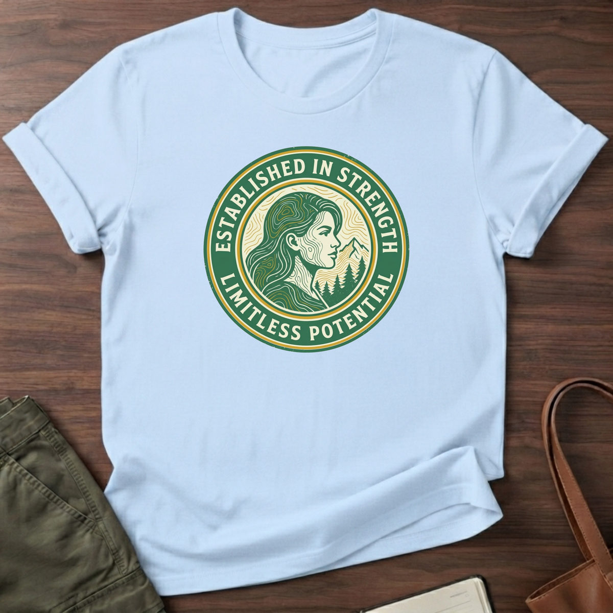 Established in Strength $ T-Shirt - Light Blue