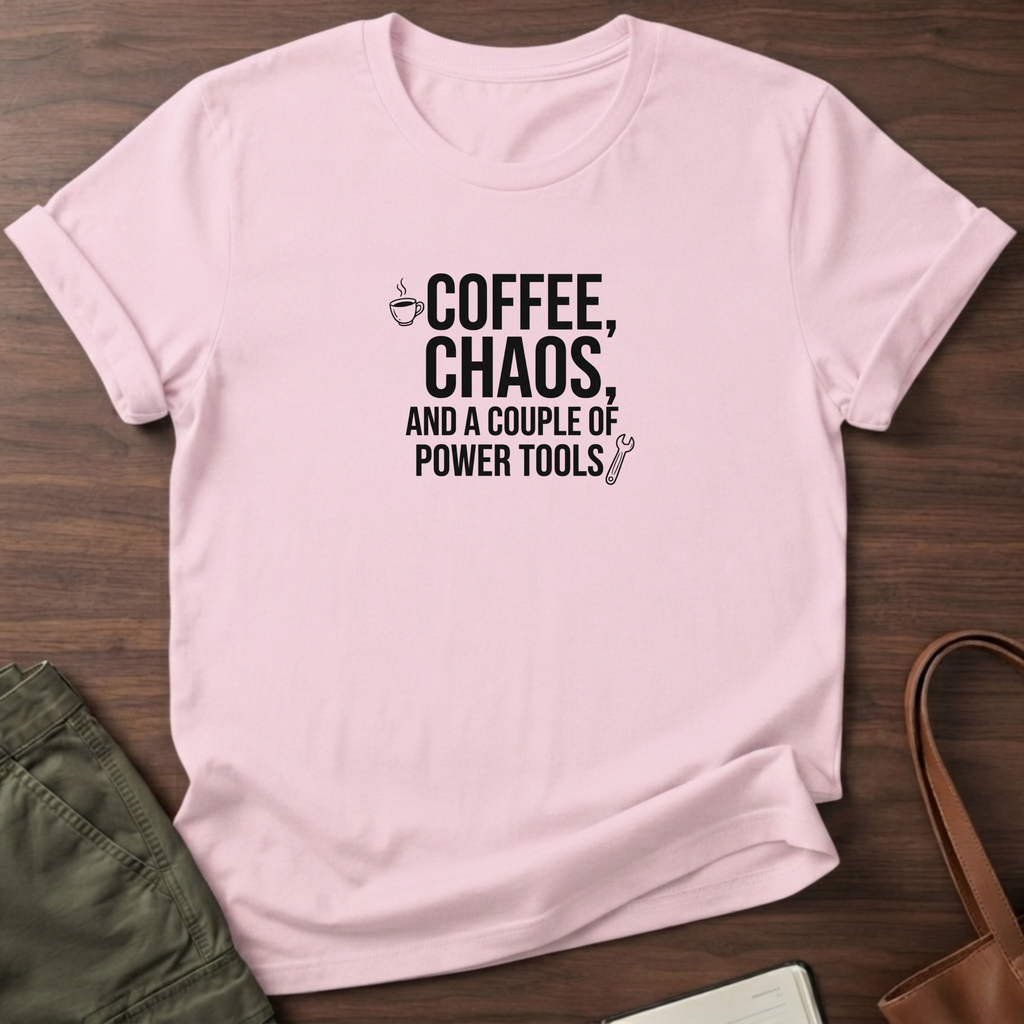 Coffee Chaos T-Shirt - Light Pink