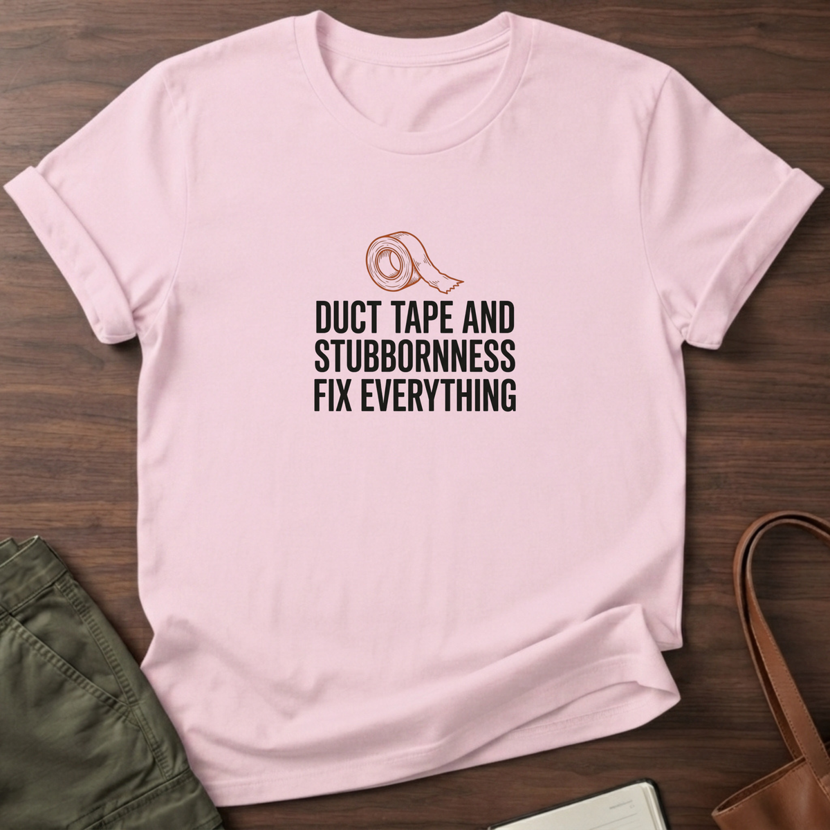 Duct Tape Fix Everything T-Shirt - Light Pink