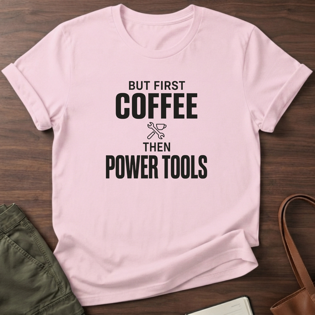 But First Coffee T-Shirt - Light Pink