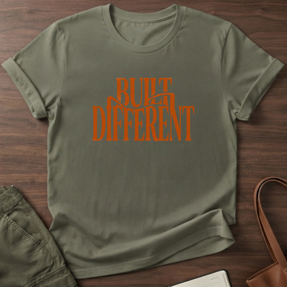 Built Different Straight T-Shirt - Military Green