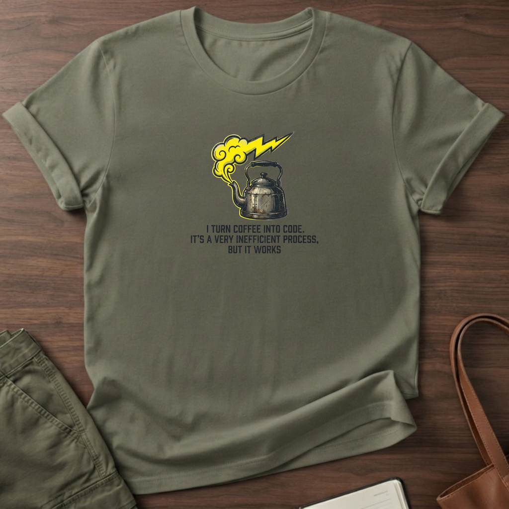 I Turn Coffee Into Code T-Shirt - Military Green