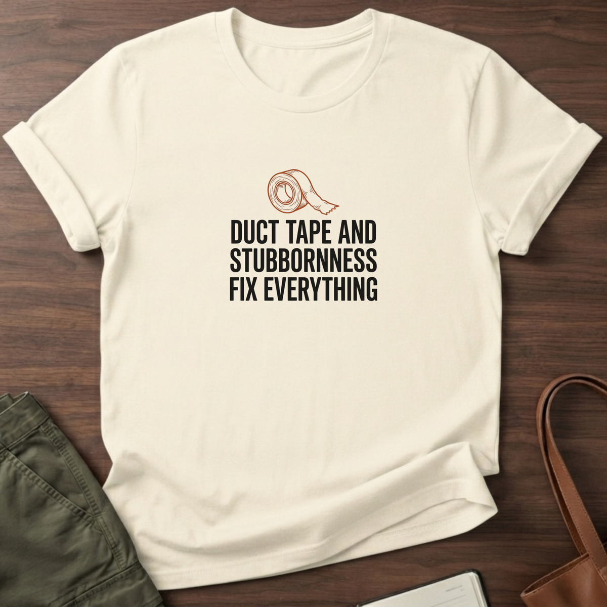 Duct Tape Fix Everything T-Shirt - Natural