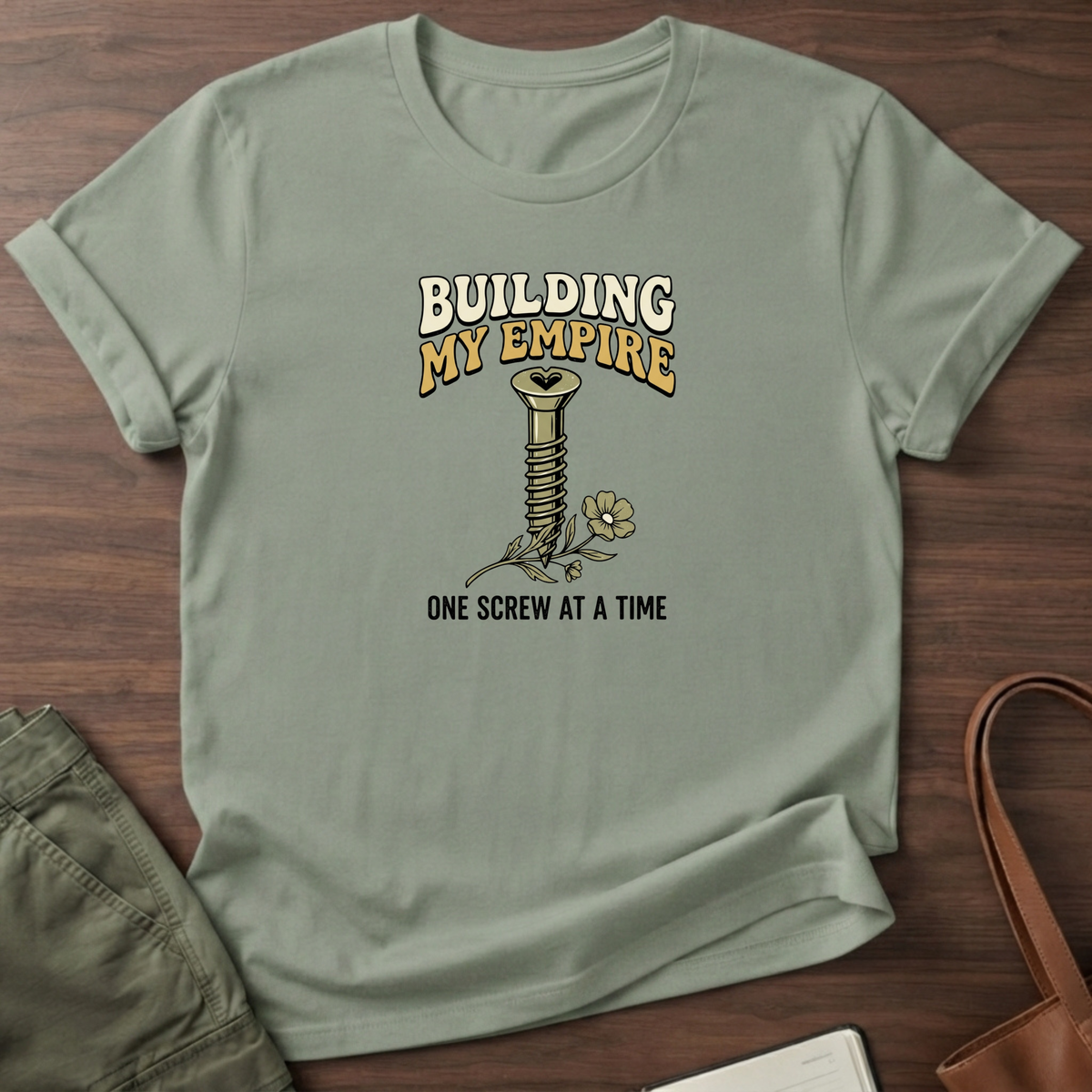 Building My Empire Flower T-Shirt - Sage