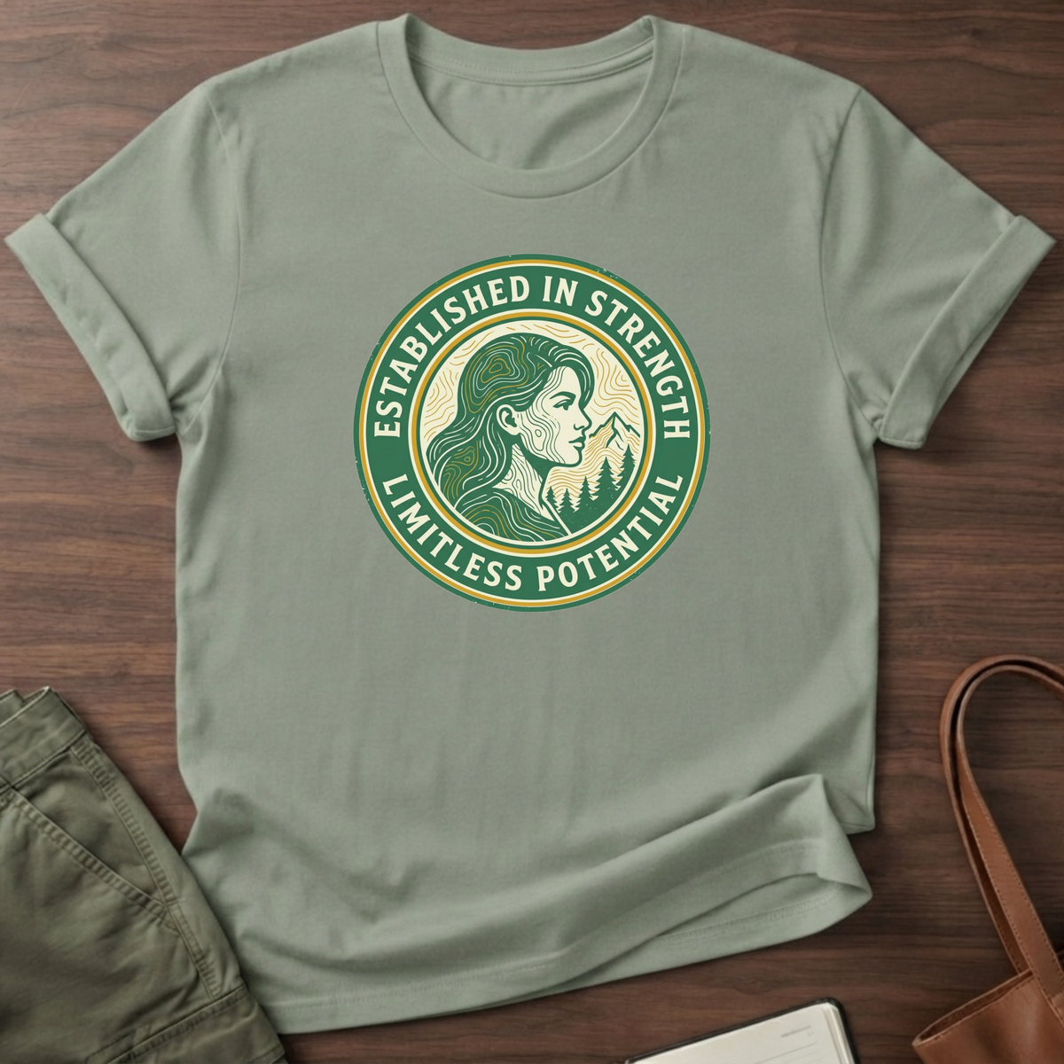 Established in Strength $ T-Shirt - Sage