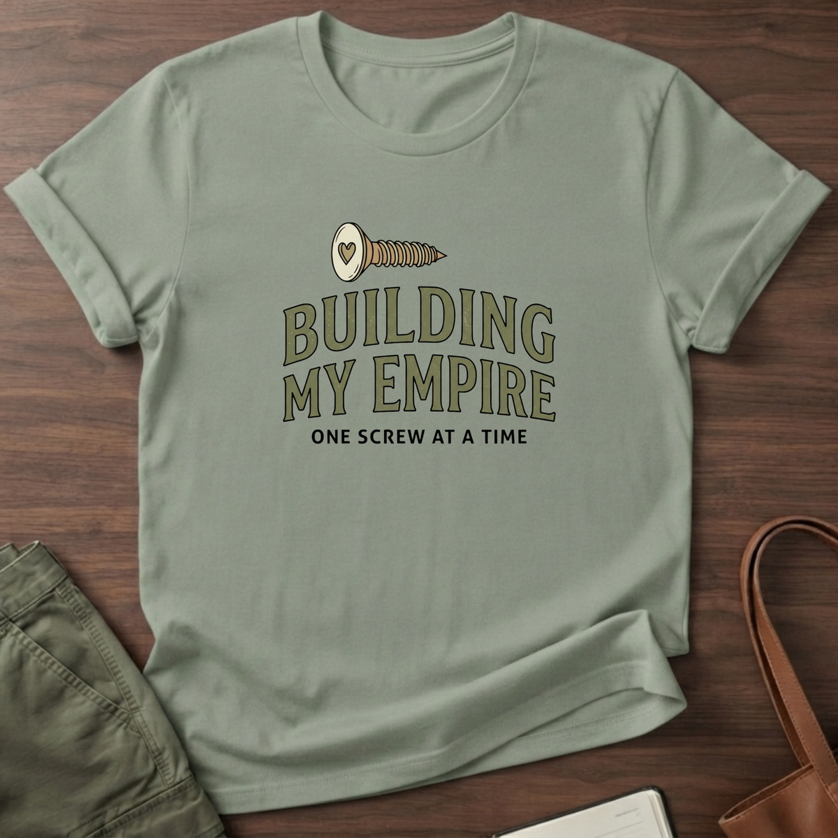 Building My Empire Straight T-Shirt - Sage