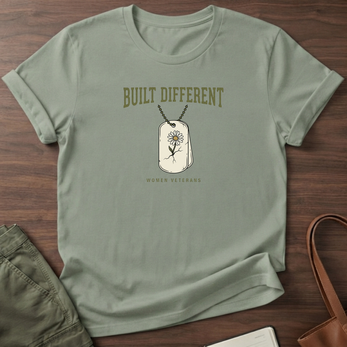 Built Different Woman Veterans T-Shirt - Sage