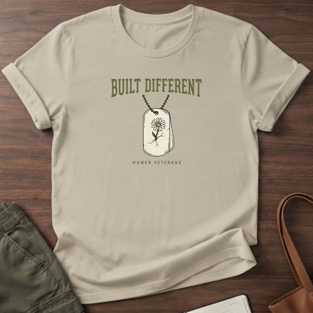Built Different Woman Veterans T-Shirt - Sand