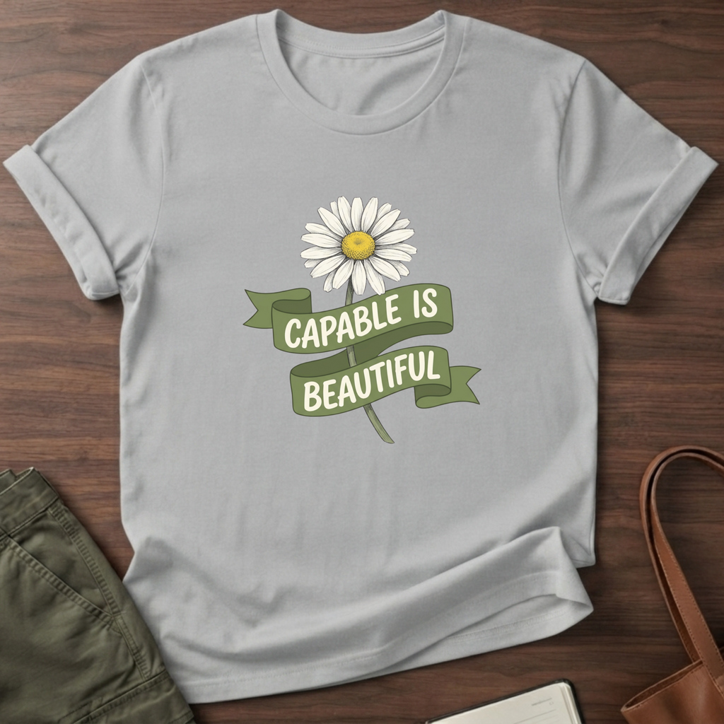 Capable is Beautiful Daisy T-Shirt - Sport Grey