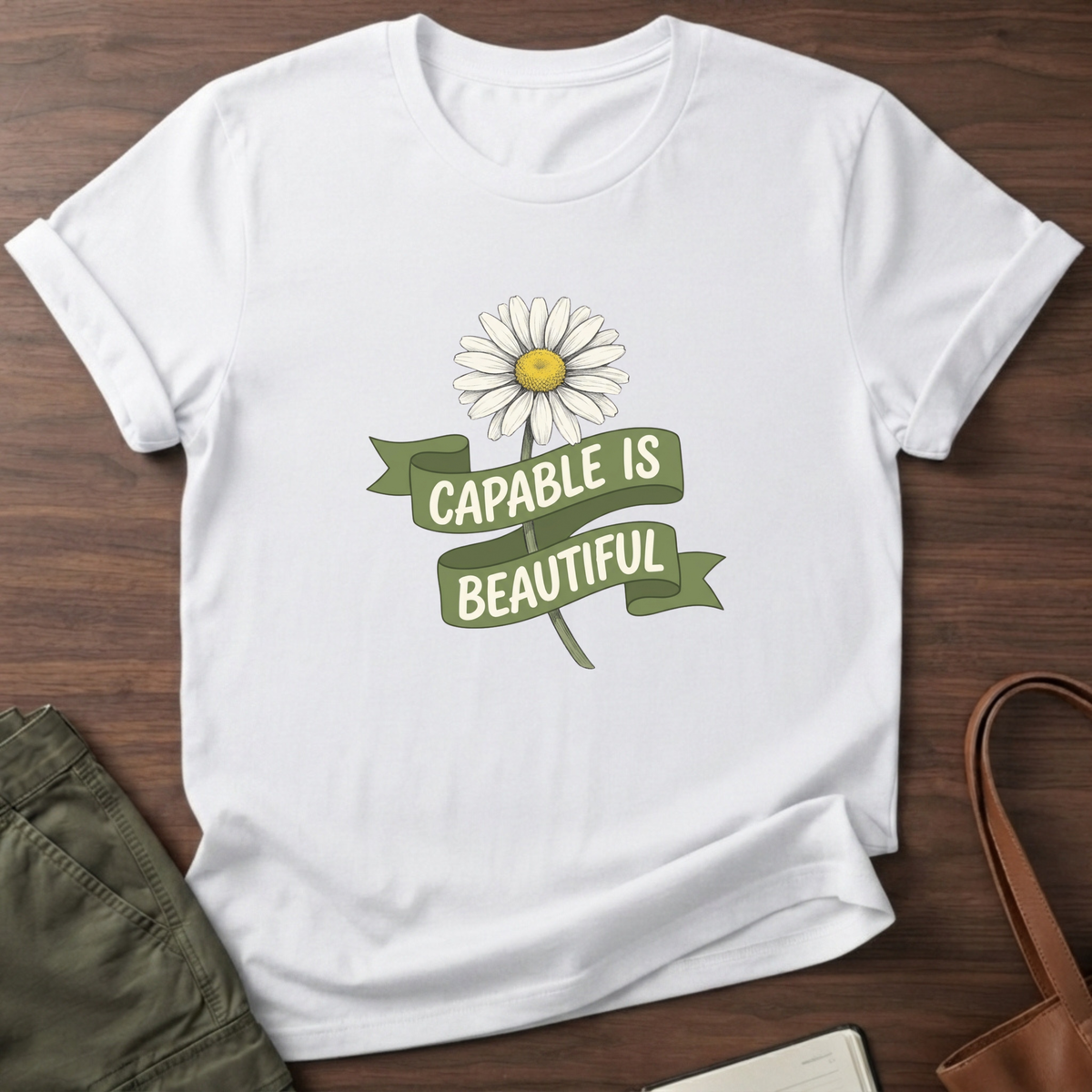 Capable is Beautiful Daisy T-Shirt - White