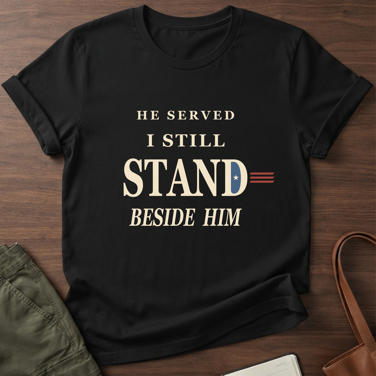 Beside Him T-Shirt in Black