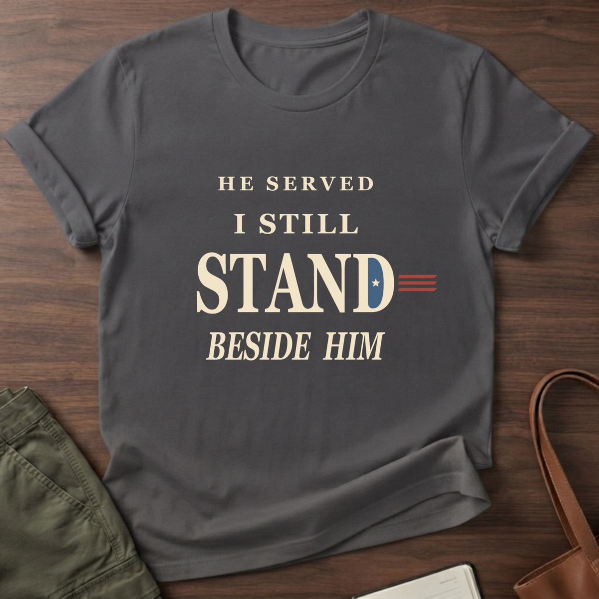 Beside Him T-Shirt in Charcoal