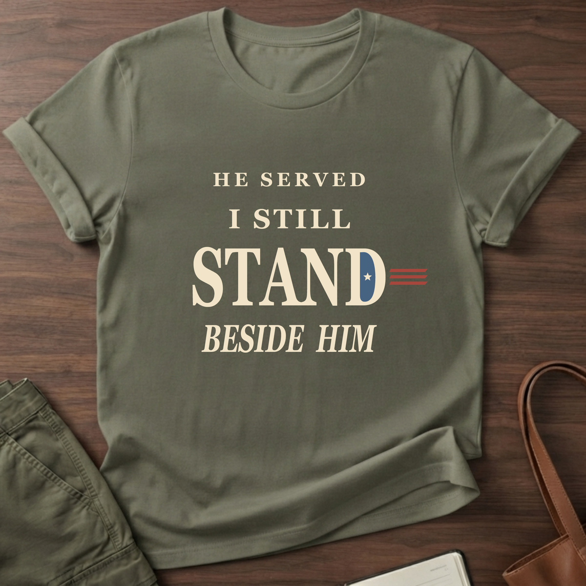 Beside Him T-Shirt in Military Green
