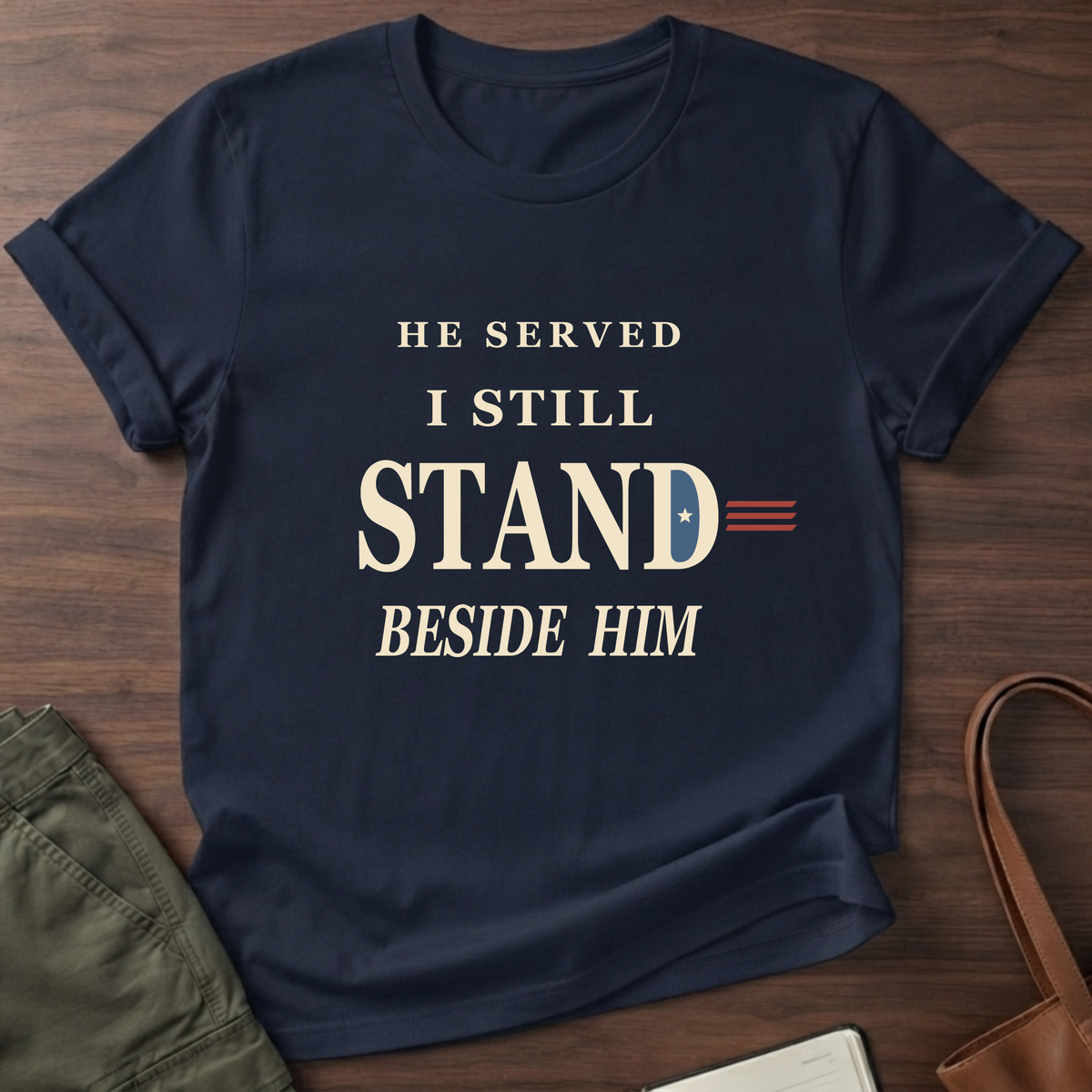 Beside Him T-Shirt in Navy