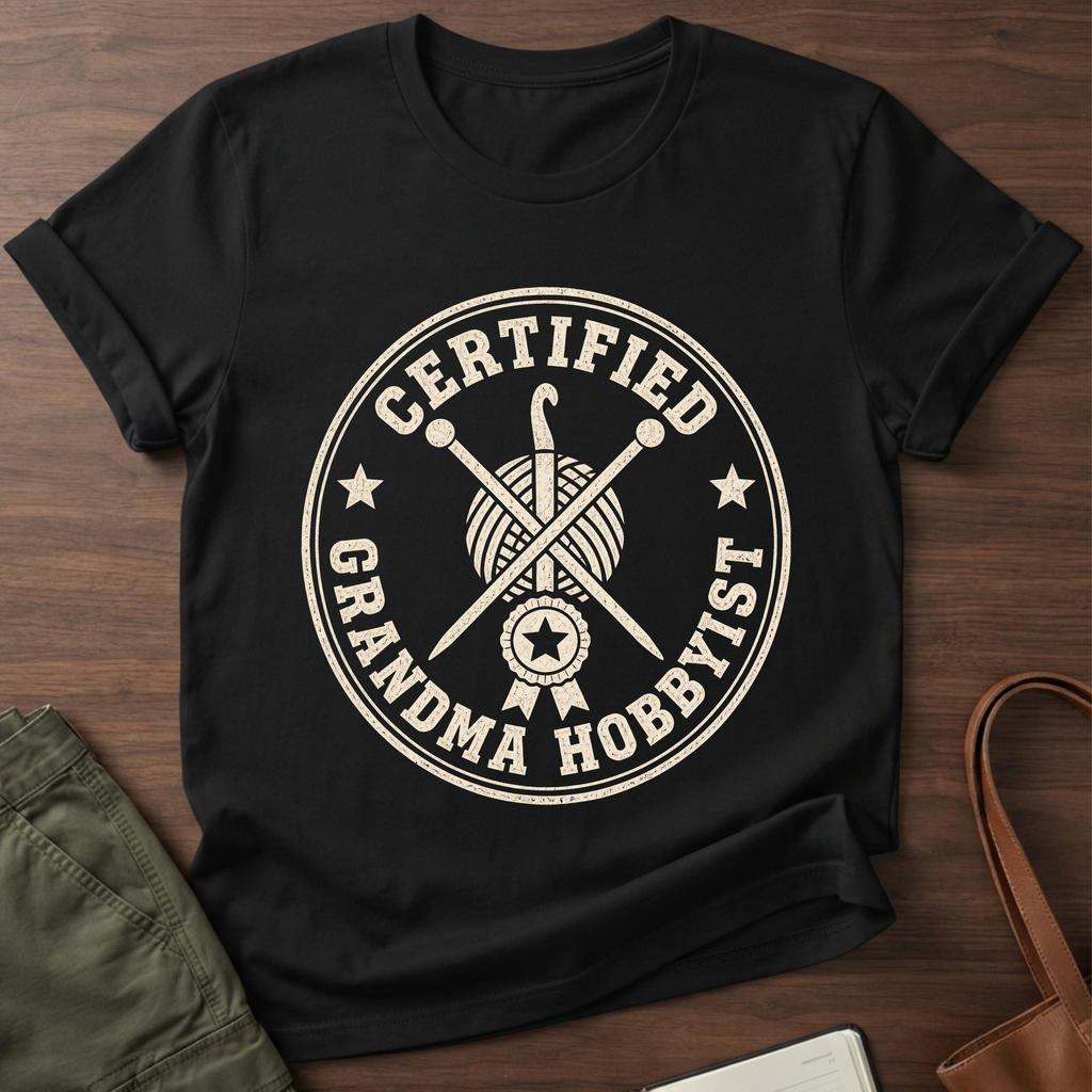 Certified Grandma Hobbyist T-Shirt - Black