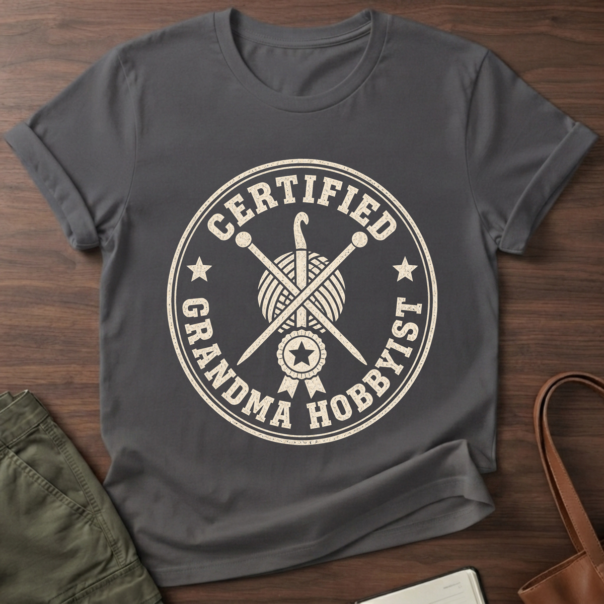 Certified Grandma Hobbyist T-Shirt - Charcoal