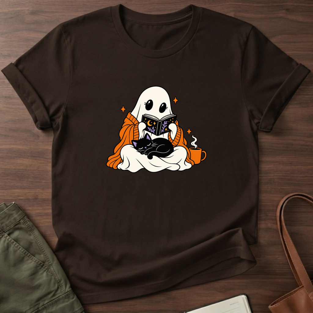 Cozy Ghost Reader T-Shirt in Dark Chocolate