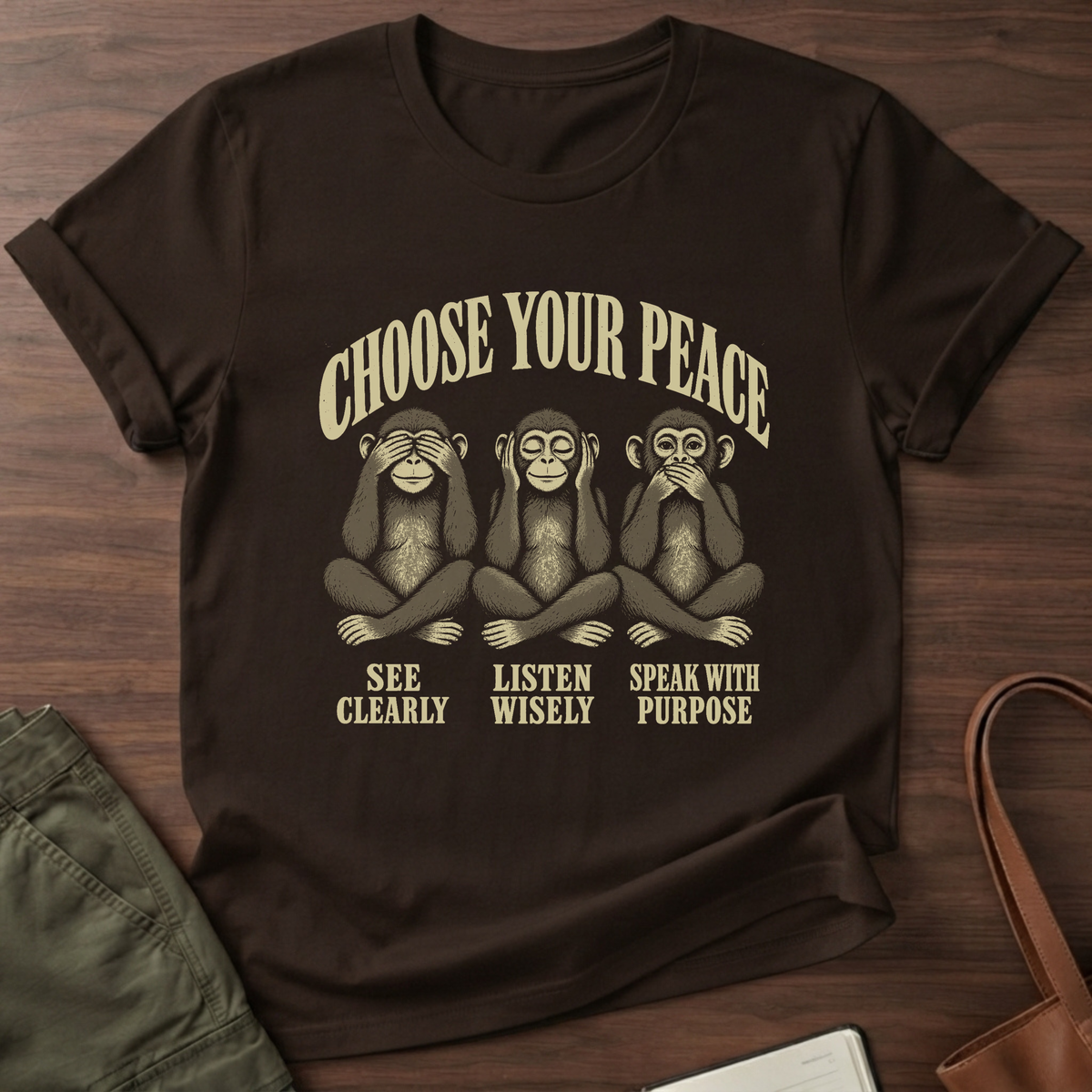 Choose Peace T-Shirt in Dark Chocolate
