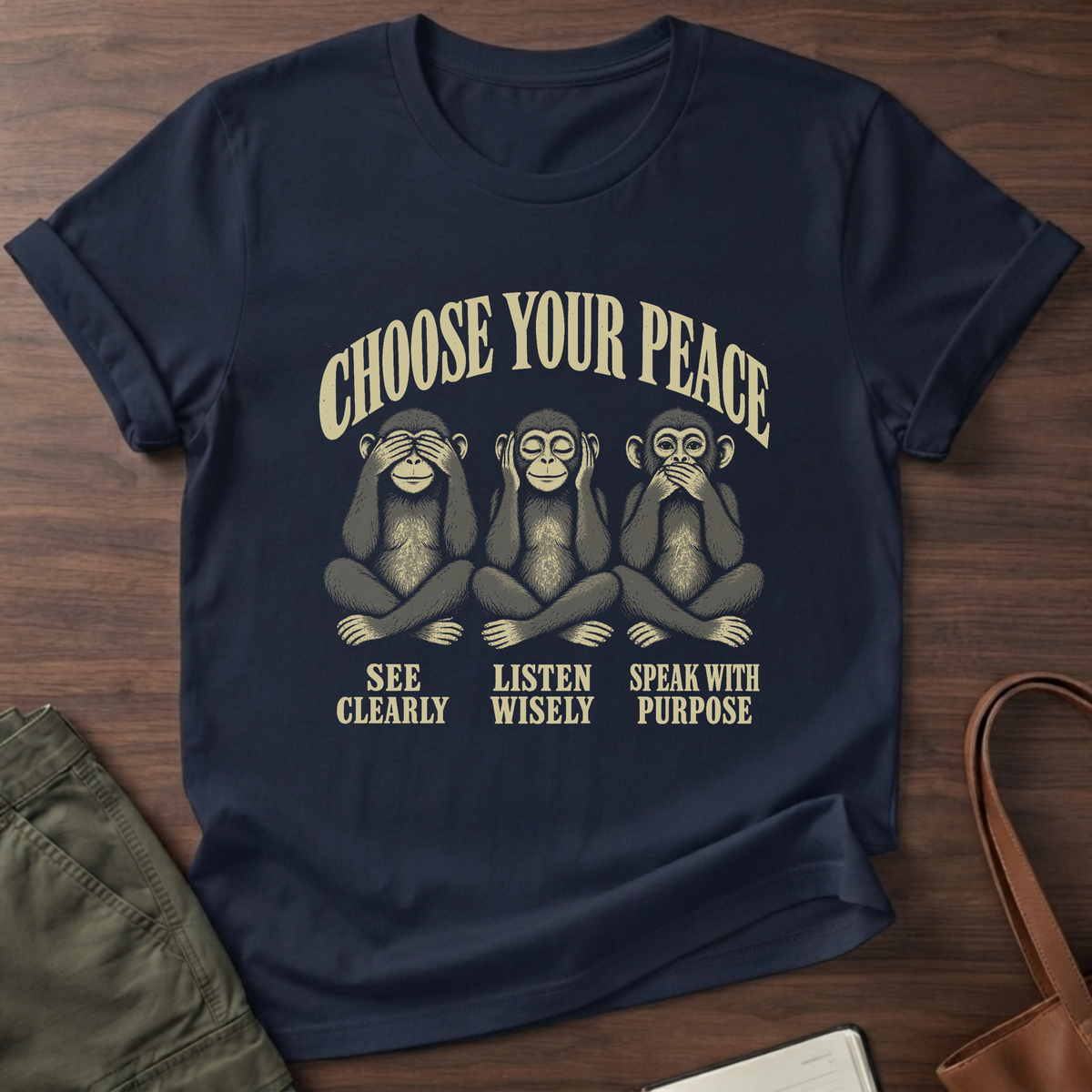 Choose Peace T-Shirt in Navy