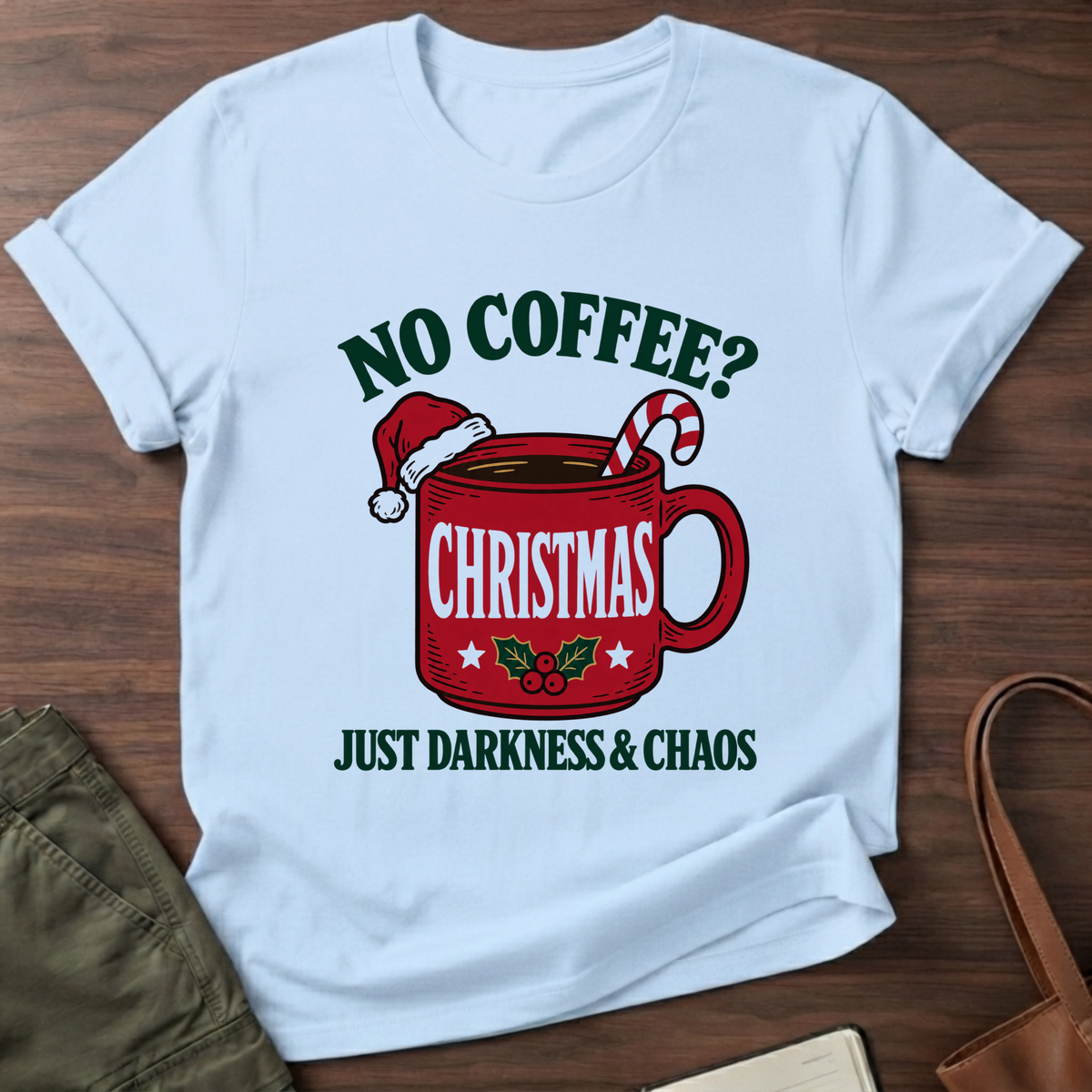 Christmas Chaos T-Shirt in Light Blue