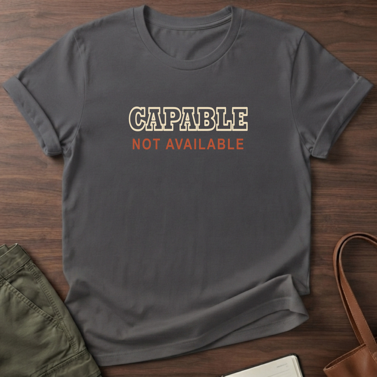 Capable Not Available T-Shirt in Charcoal