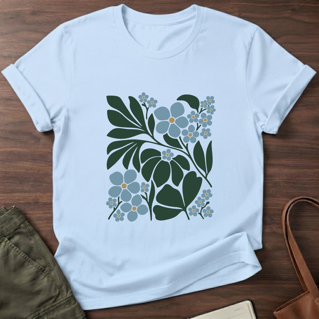 Forget Me Not Collage T-Shirt - Light Blue