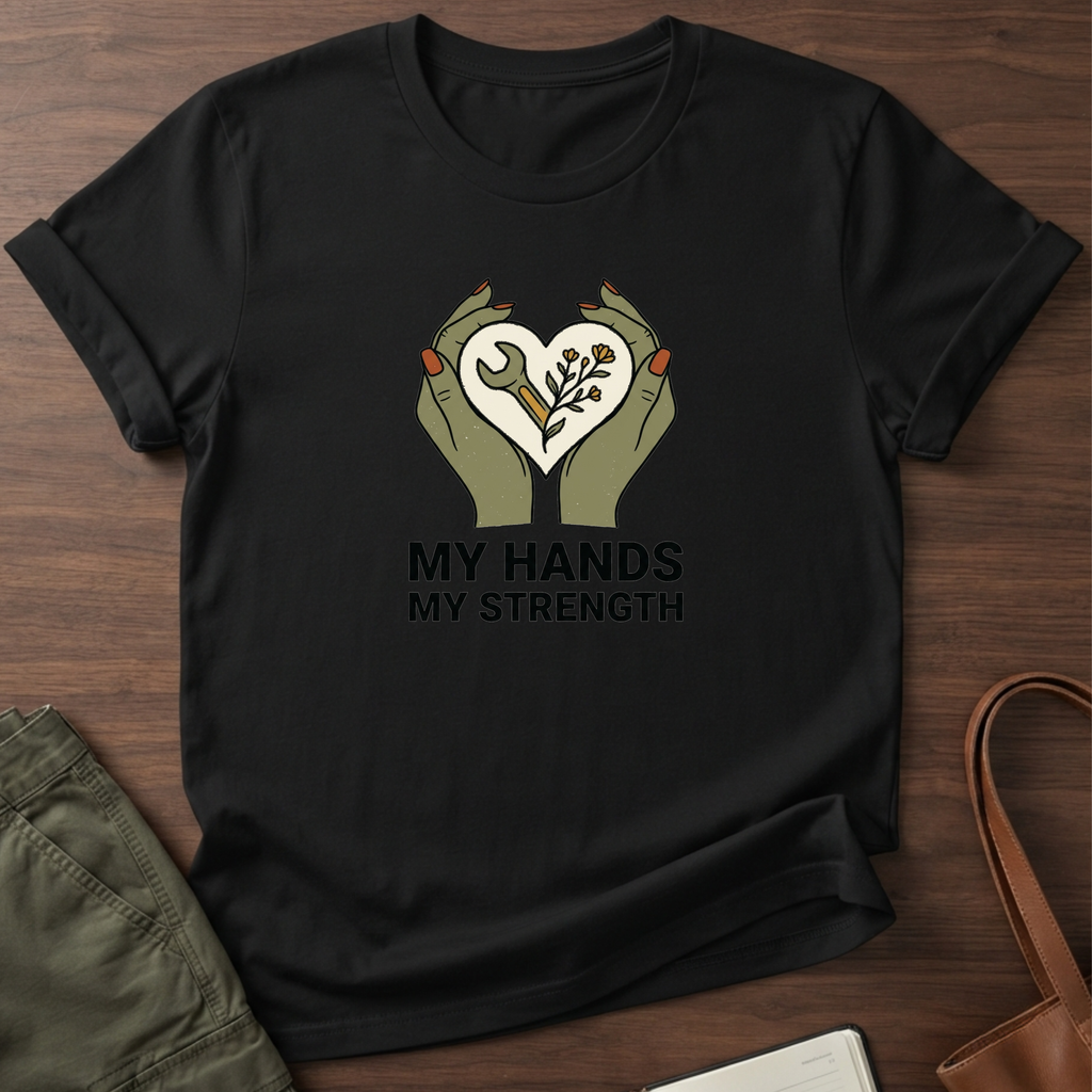 My Hands My Strength Heart T-Shirt - Black