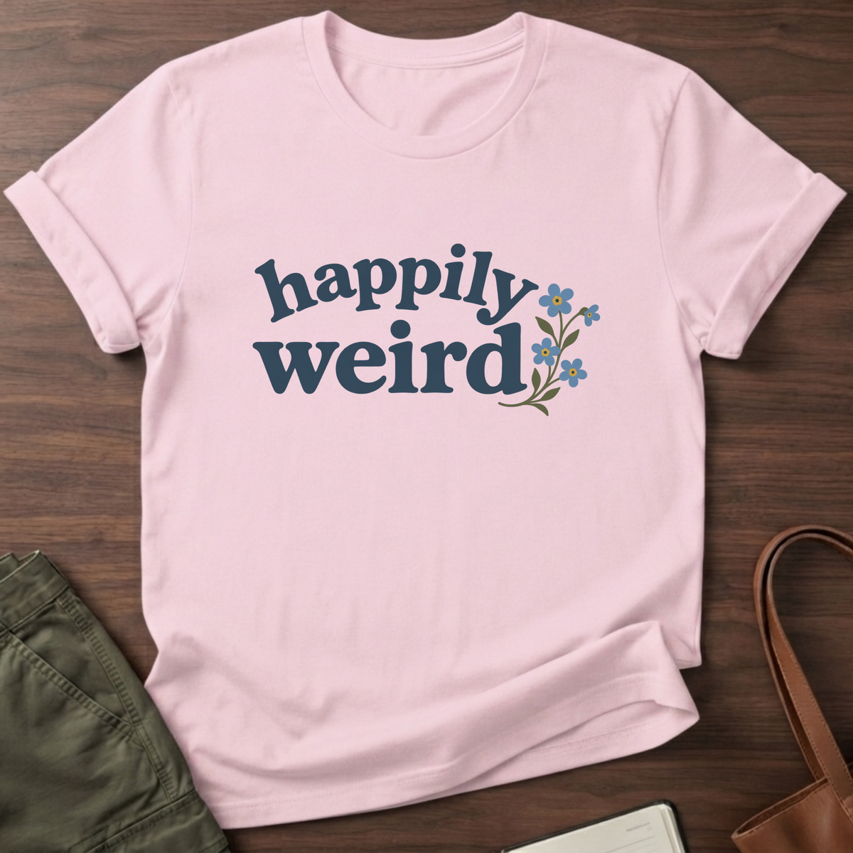 Happily Weird T-Shirt in Light Pink