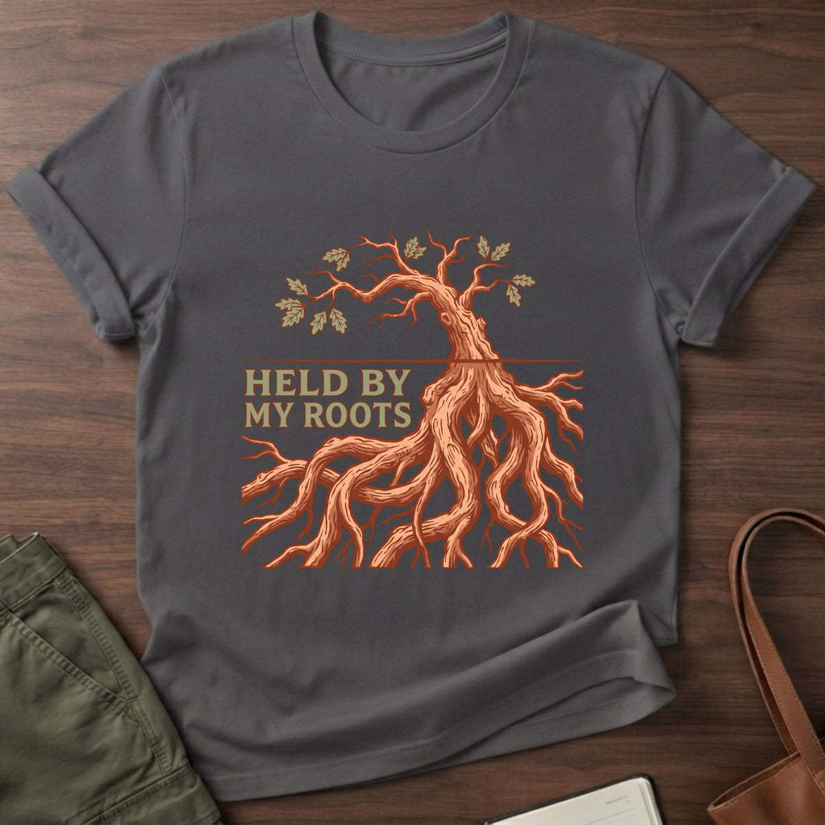 Held By My Roots T-Shirt - Charcoal