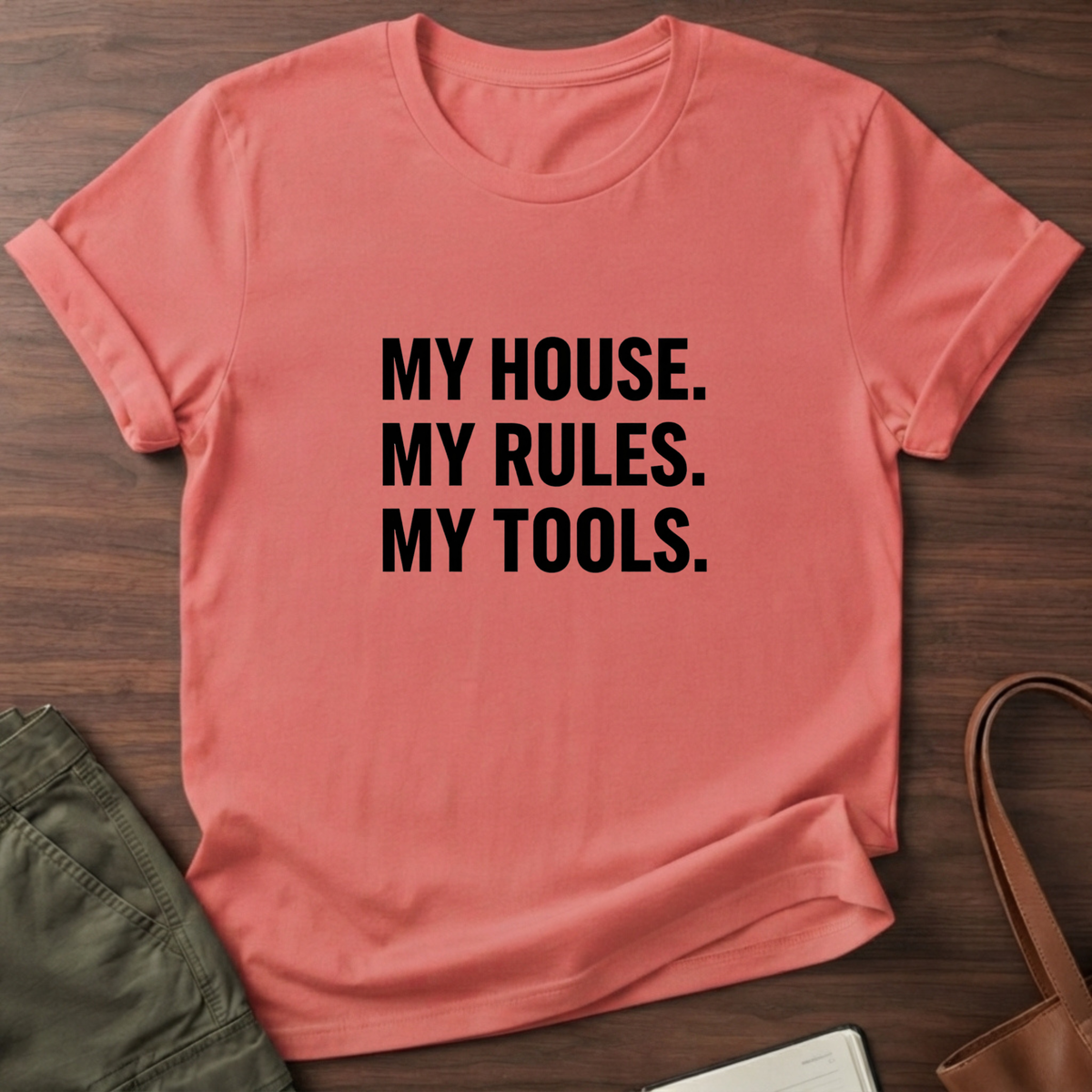 My House Minimalist T-Shirt - Coral Silk