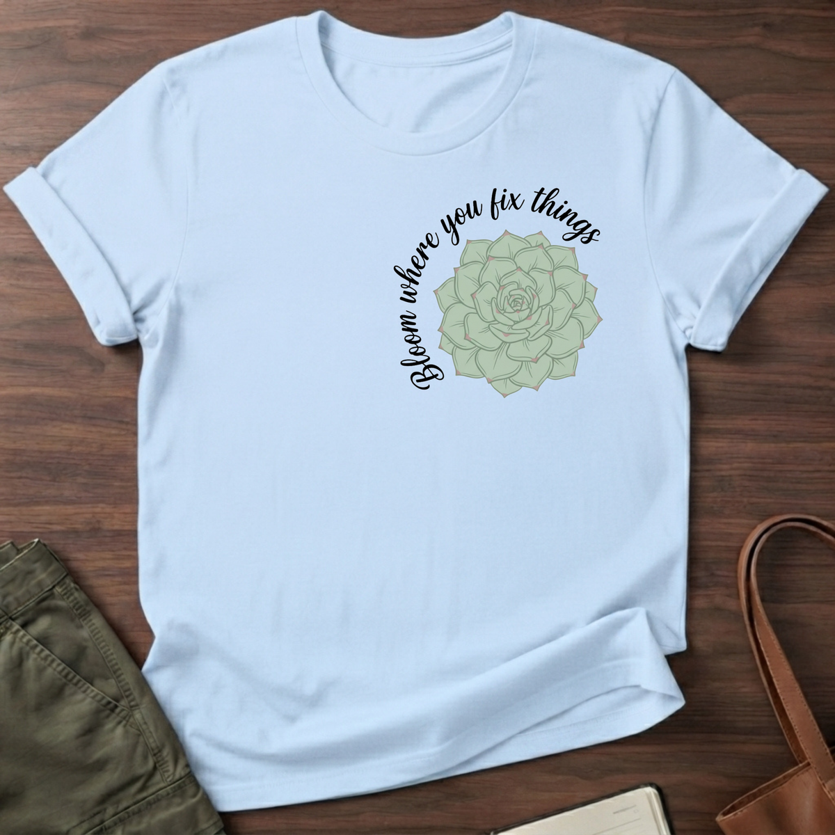 Bloom Where You Fix T-Shirt - Light Blue