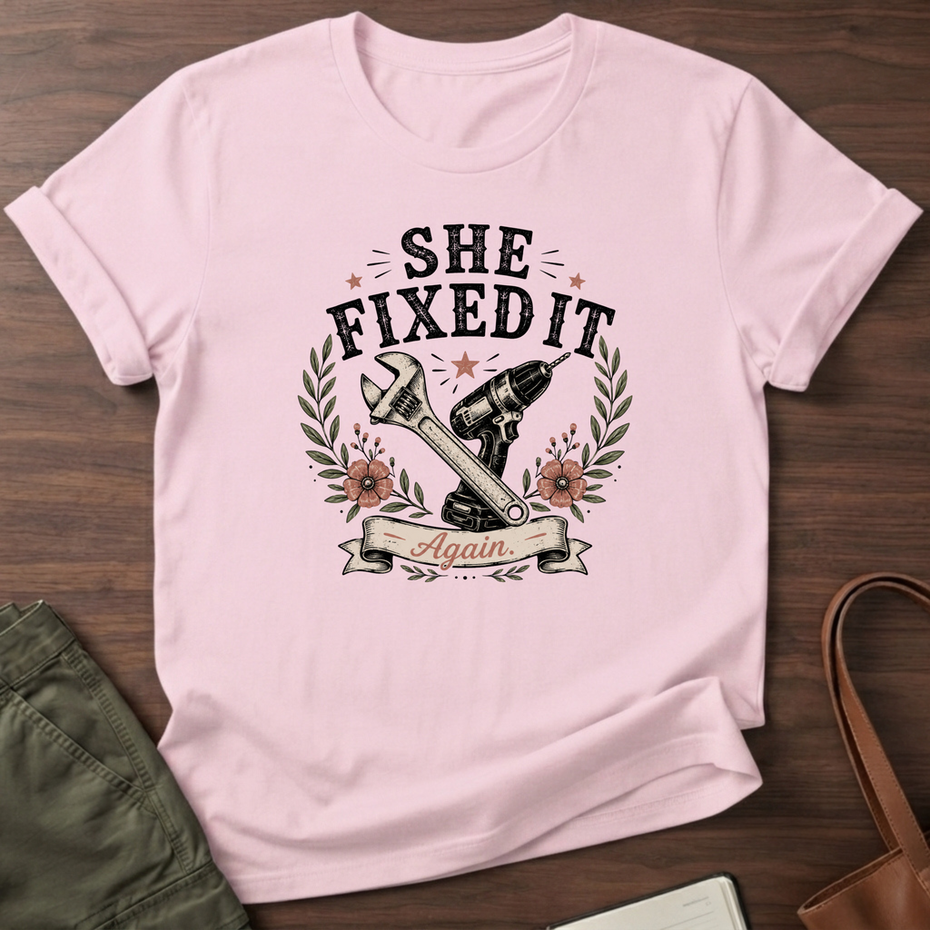 She Fixed It T-shirt - Light Pink