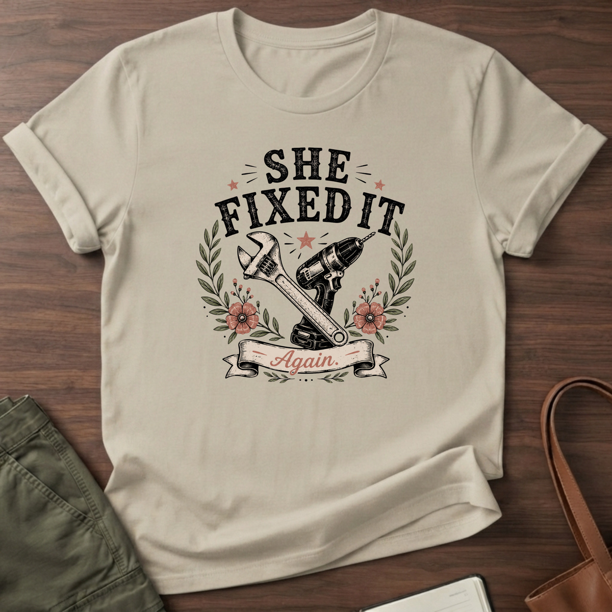 She Fixed It T-shirt - Sand