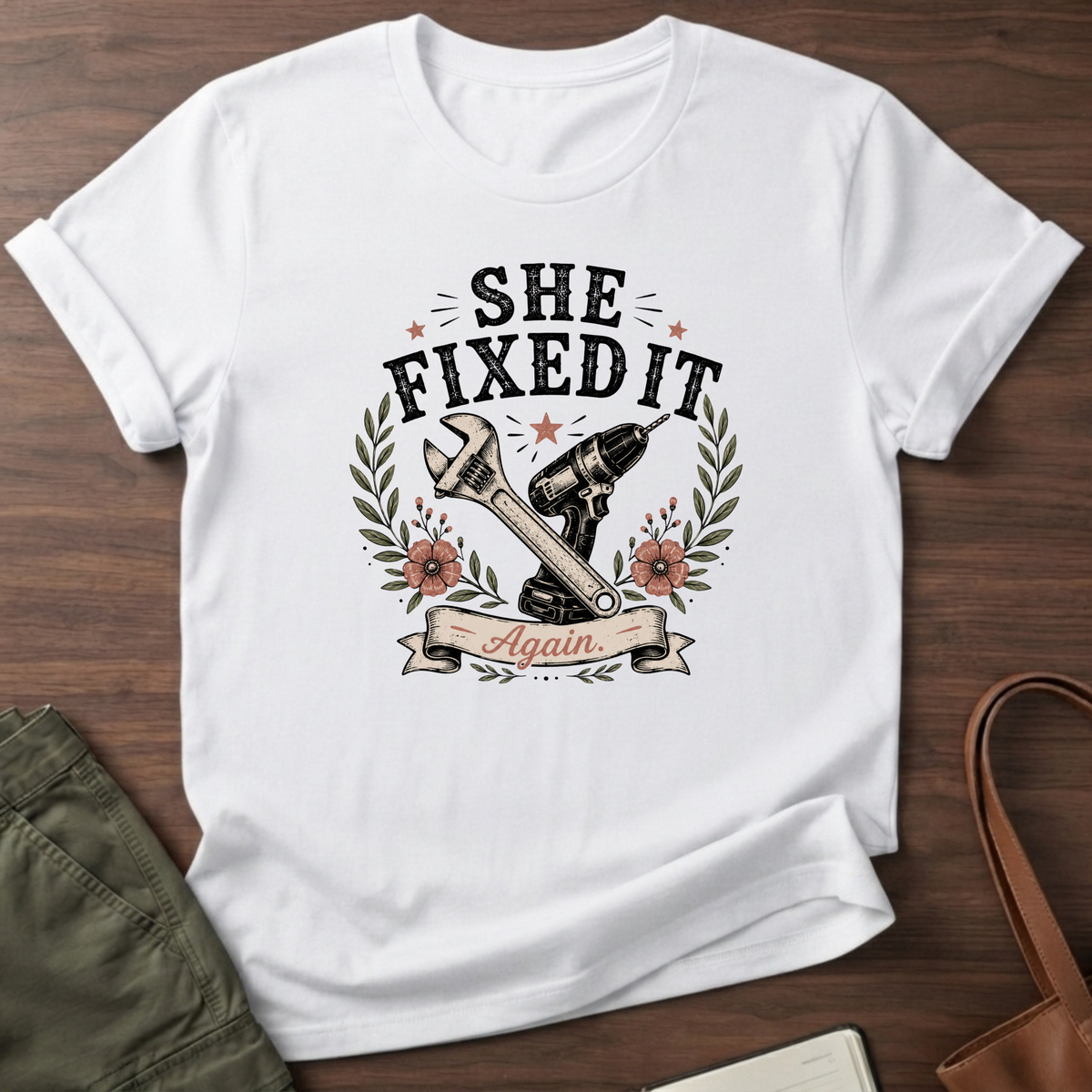 She Fixed It T-shirt - White