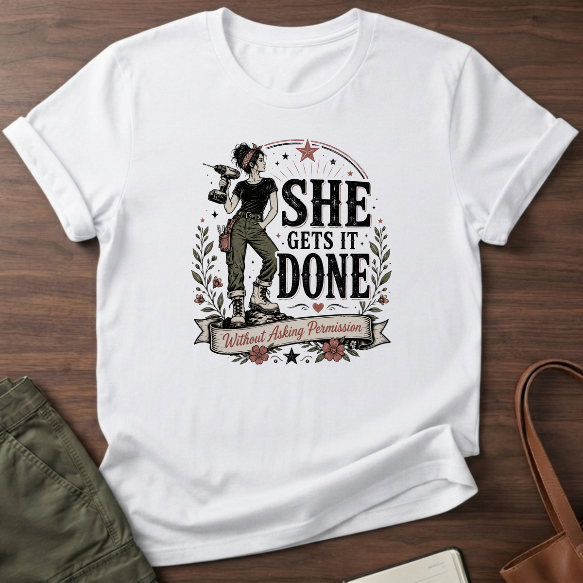 She Gets It Done T-shirt - White