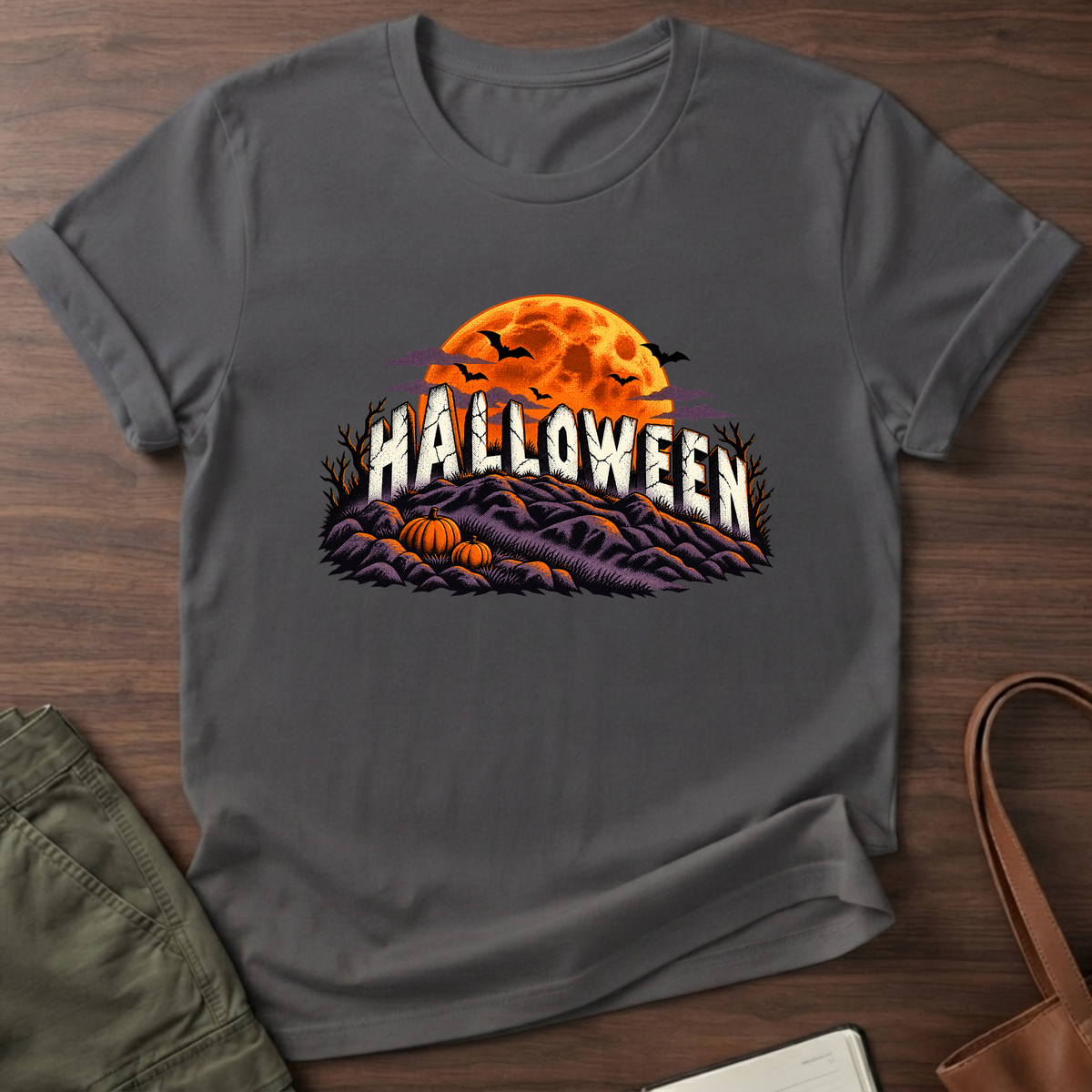 Halloween Hills T-Shirt in Charcoal