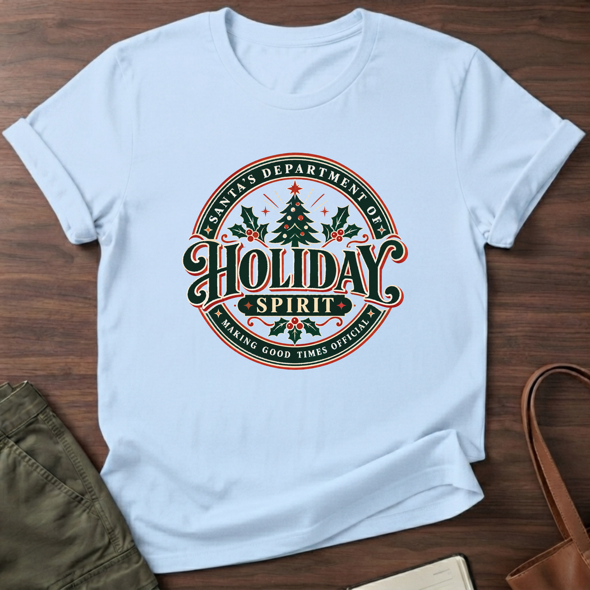 Holiday Spirit T-Shirt in Light Blue