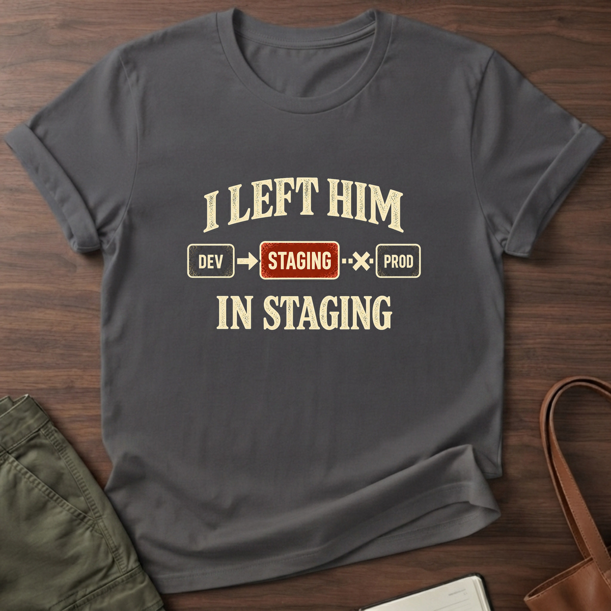 In Staging T-Shirt in Charcoal